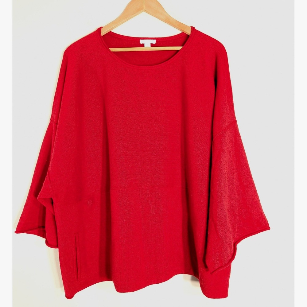 Pure Jill Red Kimono Sweater; Oversized Knit, Petite XL